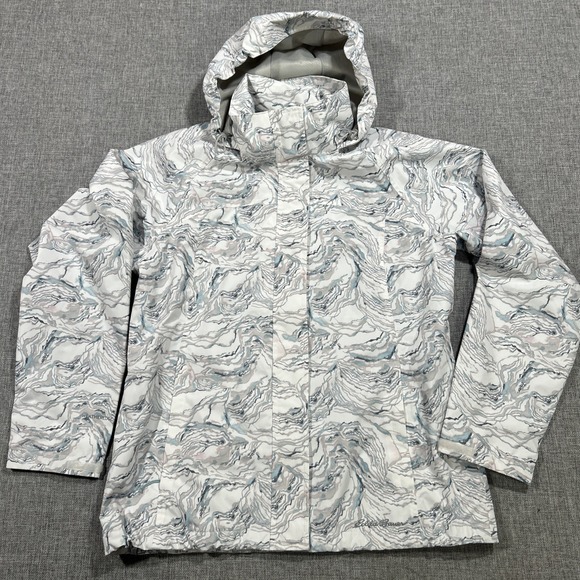 Eddie Bauer Womens Jacket Size M Weatheredge Swirl Print Hooded Rain - Picture 1 of 16